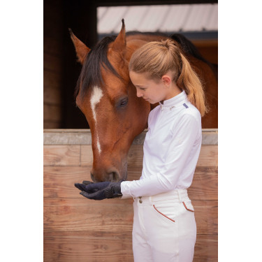 Polo da concorso Pénélope Séville Mesh maniche lunghe Bianco
