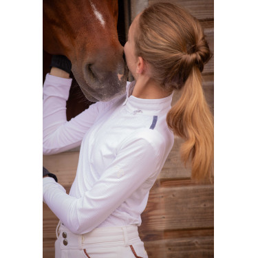 Polo da concorso Pénélope Séville Mesh maniche lunghe Bianco