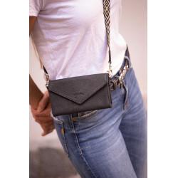 Phone Pocket Pénélope in pelle traforata nera Nero Phone Pocket Pénélope in pelle traforata nera Nero