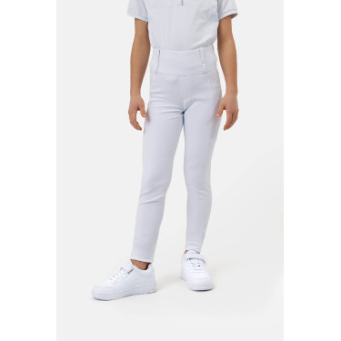 Pantaloni ibridi Horze Young Rider Anya full grip Bianco brillante