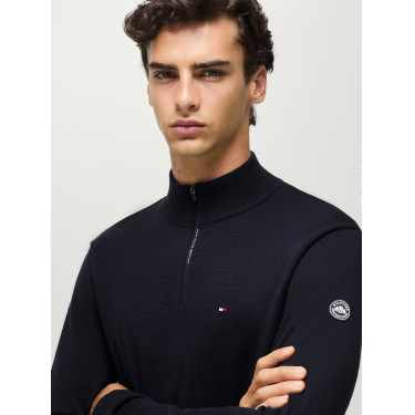 Maglione 1/4 zip da uomo Tommy Hilfiger Equestrian Irvine Cielo del deserto Blu