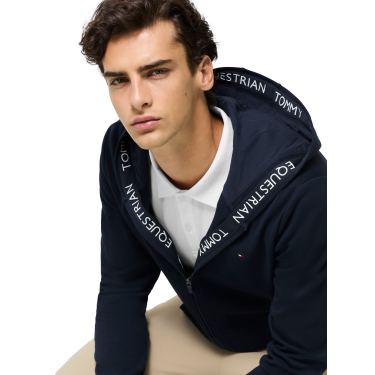 Felpa con cappuccio con zip Tommy Hilfiger Equestrian Ventura da uomo Cielo del deserto Blu