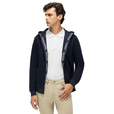Felpa con cappuccio con zip Tommy Hilfiger Equestrian Ventura da uomo Cielo del deserto Blu