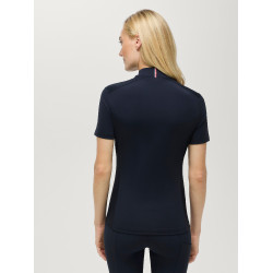 T-shirt da allenamento Tommy Hilfiger Equestrian Palma 1/4 zip donna maniche corte Cielo del deserto Blu