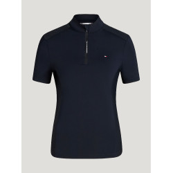 T-shirt da allenamento Tommy Hilfiger Equestrian Palma 1/4 zip donna maniche corte Cielo del deserto Blu