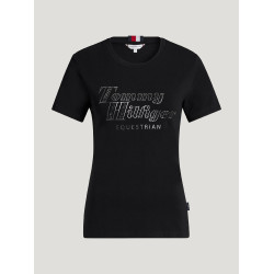 T-shirt a maniche corte con strass Tommy Hilfiger Equestrian Malibu donna Nero T-shirt a maniche corte con strass Tommy Hilfiger Equestrian Malibu donna Nero