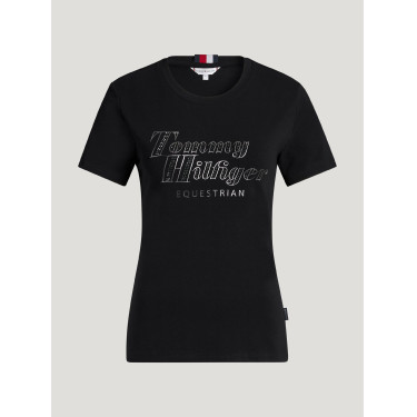 T-shirt a maniche corte con strass Tommy Hilfiger Equestrian Malibu donna Nero T-shirt a maniche corte con strass Tommy Hilfiger Equestrian Malibu donna Nero