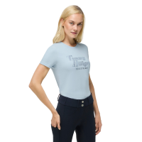 T-shirt a maniche corte con strass Tommy Hilfiger Equestrian Malibu donna Blu dolce