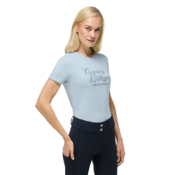 T-shirt a maniche corte con strass Tommy Hilfiger Equestrian Malibu donna Blu dolce