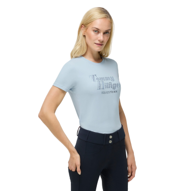 T-shirt a maniche corte con strass Tommy Hilfiger Equestrian Malibu donna Blu dolce