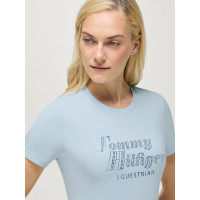 T-shirt a maniche corte con strass Tommy Hilfiger Equestrian Malibu donna Blu dolce