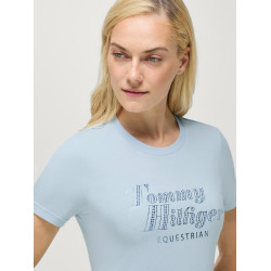 T-shirt a maniche corte con strass Tommy Hilfiger Equestrian Malibu donna Blu dolce