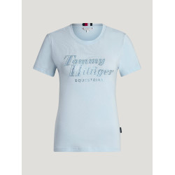 T-shirt a maniche corte con strass Tommy Hilfiger Equestrian Malibu donna Blu dolce