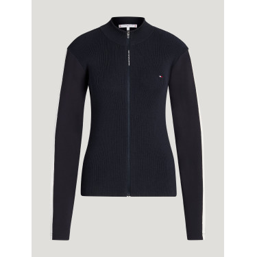 Giacca in maglia con zip Tommy Hilfiger Equestrian Mirada donna Cielo del deserto Blu Giacca in maglia con zip Tommy Hilfiger Equestrian Mirada donna Cielo del deserto Blu