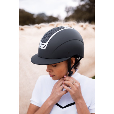 Casco da equitazione con ornamento in cristallo Horze Arix II Nero / nero