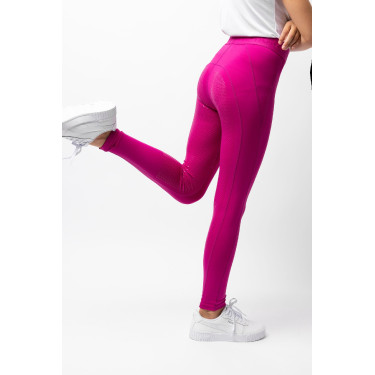 Leggings da equitazione da bambino con grip in silicone integrale Madison Horze Rosa barbabietola
