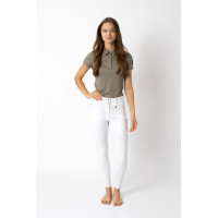 Pantaloni da equitazione con grip Horze Grand Prix Pro da donna Bianco / blu turchese