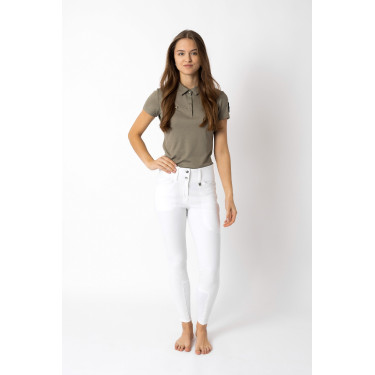 Pantaloni da equitazione con grip Horze Grand Prix Pro da donna Bianco / blu turchese