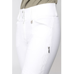 Pantaloni da equitazione con grip Horze Grand Prix Pro da donna Bianco / blu turchese