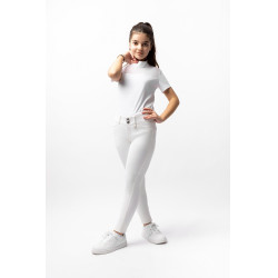 Pantaloni da equitazione Grand Prix con grip in silicone integrale per bambini Horze Bianco
