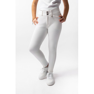 Pantaloni da equitazione Grand Prix con grip in silicone integrale per bambini Horze Bianco
