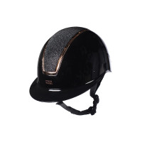 Casco HKM Lady Shield lucido Nero / oro rosa