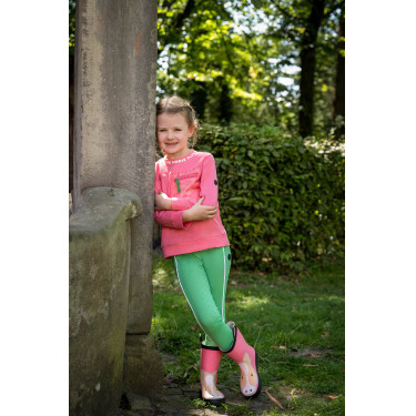Leggings HKM Maui con grip in silicone a fondo intero per bambini Verde