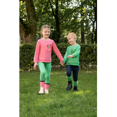 Leggings HKM Maui con grip in silicone a fondo intero per bambini Verde