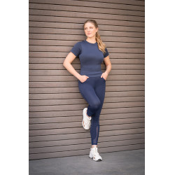 Leggings HKM Mesh II da donna con grip in silicone a fondo intero Blu profondo