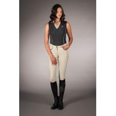 Polo senza maniche da donna HKM Limone Nero