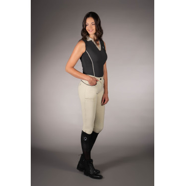 Polo senza maniche da donna HKM Limone Nero