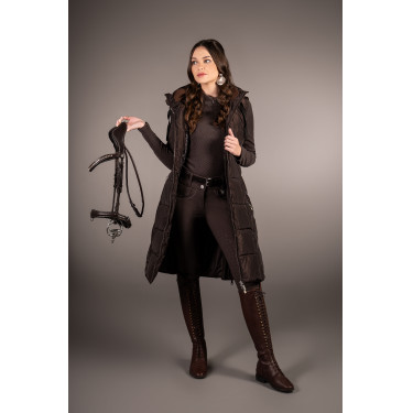 Gilet lungo senza maniche Lauria Garrelli Arezzo donna Marrone scuro