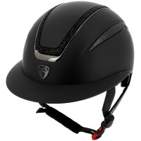 Casco Equithème Agris visiera larga Nero brillante celeste