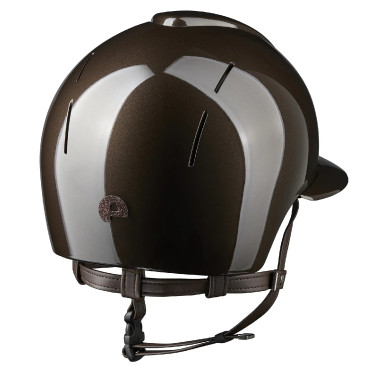 Casco Kep Smart Nova metallo lucido marrone star visiera polo