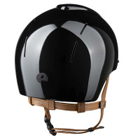 Casco Kep Smart Nova metallo lucido nero stella nera sottogola beige visiera polo