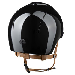 Casco Kep Smart Nova metallo lucido nero stella nera sottogola beige visiera polo
