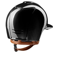 Casco Kep Cromo 2.0 shine nero con visiera polo Sottogola beige
