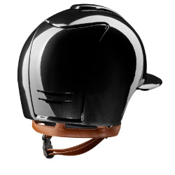 Casco Kep Cromo 2.0 shine nero con visiera polo Sottogola beige