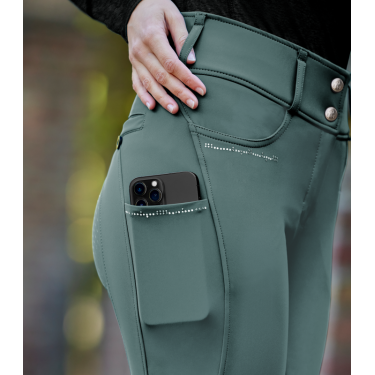 Pantaloni da equitazione ELT Mathilda Glam a vita alta Verde pino