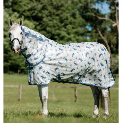 Coperta anti-mosche Horseware Amigo Integrated Motivo libellula / argento / blu / salvia Motivi