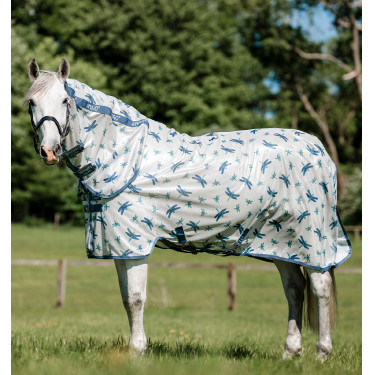 Coperta anti-mosche Horseware Amigo Integrated Motivo libellula / argento / blu / salvia Motivi
