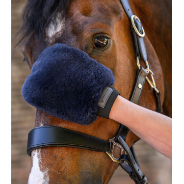 Guanto da strigliare Waldhausen in pelle d’agnello Lucky Blu notte / lucky