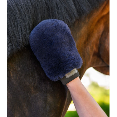Guanto da strigliare Waldhausen in pelle d’agnello Lucky Blu notte / lucky