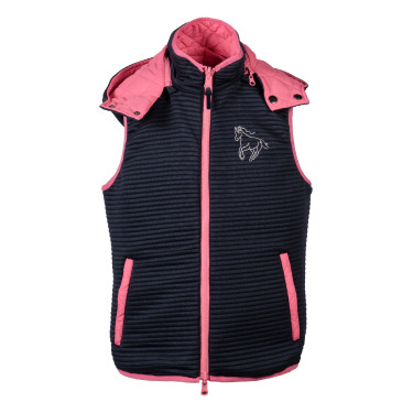 Gilet senza maniche reversibile HKM Maui bambino Fucsia / blu navy Rosa