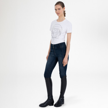Pantaloni da equitazione Euro-Star Classic Slim in denim da donna Denim blu scuro