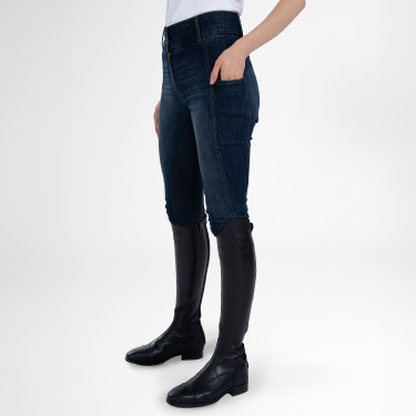 Pantaloni da equitazione Euro-Star Classic Slim in denim da donna Denim blu scuro
