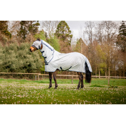 Maschera anti-mosche Horseware Mio senza orecchie Grigio lunare / blu navy Marrone