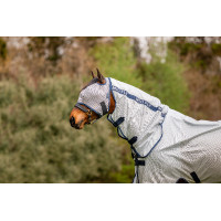 Maschera anti-mosche Horseware Mio senza orecchie Grigio lunare / blu navy Marrone