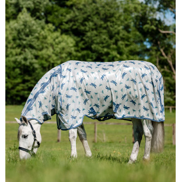 Coperta anti-mosche Horseware Amigo Integrated Motivo libellula / argento / blu / salvia Motivi