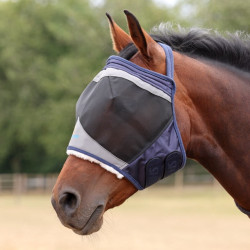 Maschera antimosche Shires FlyGuard Pro in rete fine senza orecchie Marina Blu marino